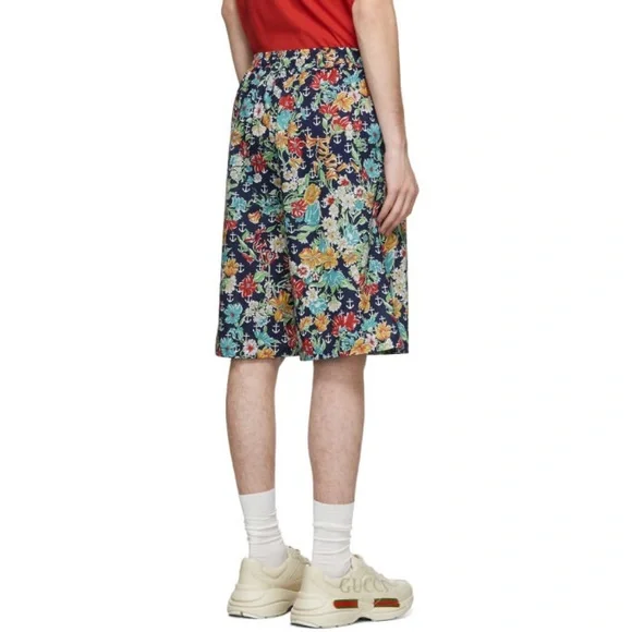 Gucci Multicolor Hawaiian Anchors Shorts With Logo GG - Floral Print